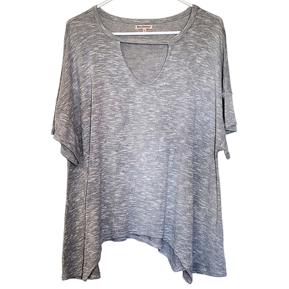 2098 * Juicy Couture Cutout Shark Bite Top Heather Gray Size XL